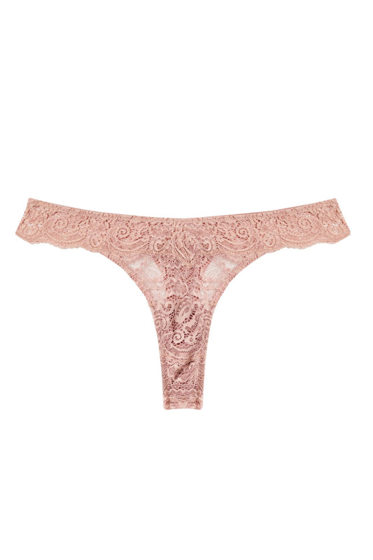 Ariana Lace Thong Panty -  Ash Rose