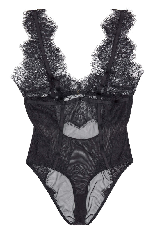 Harley Lace and Mesh Bodysuit - Black