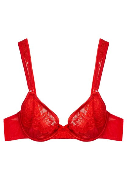 Leona Plunge Bra Full Coverage - Red