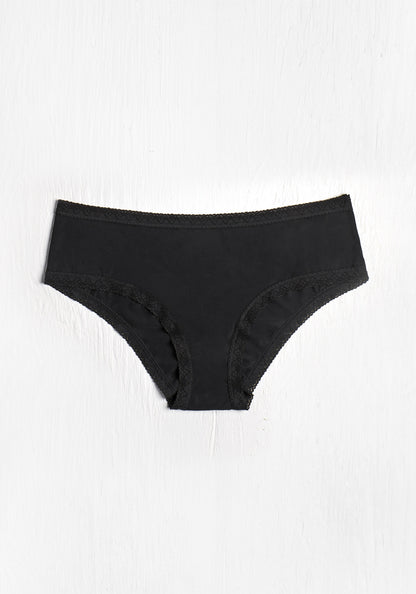 Micro Lace Trim Hipster - Black